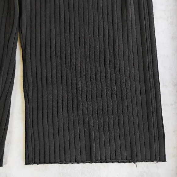 Vince Ribbed Cotton Blend Wide Leg Pants Womens Large Black Crop Minimalist - Picture 12 of 16